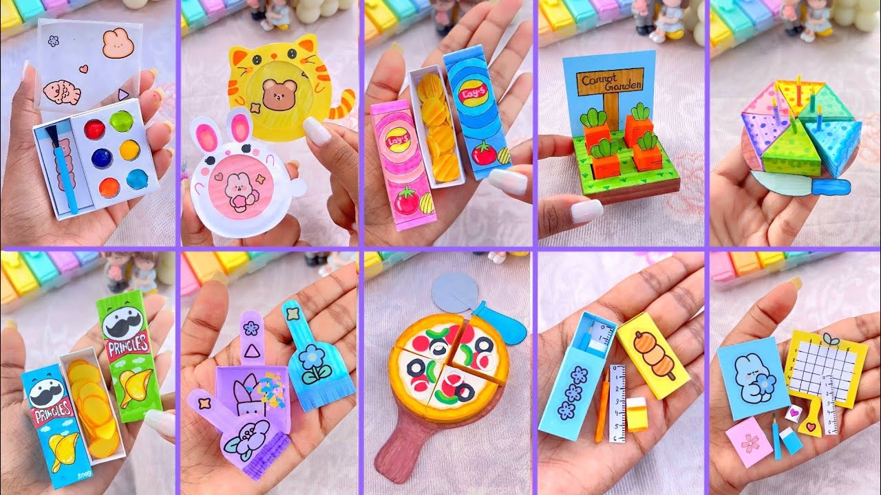 DIY Miniature Crafts Idea / Easy Craft Ideas / school hacks / DIY mini painting set / paper craft