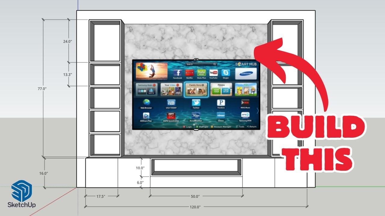 DIY Modern TV Unit Design in SketchUp Web | Beginner Tutorial