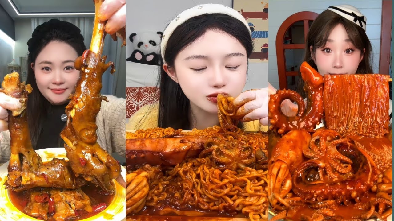Yummy #204 eat squid 🐙🦑 chicken feet 🍗🍗 #squid #chicken #feet #eatingshow #mukbang #delicious