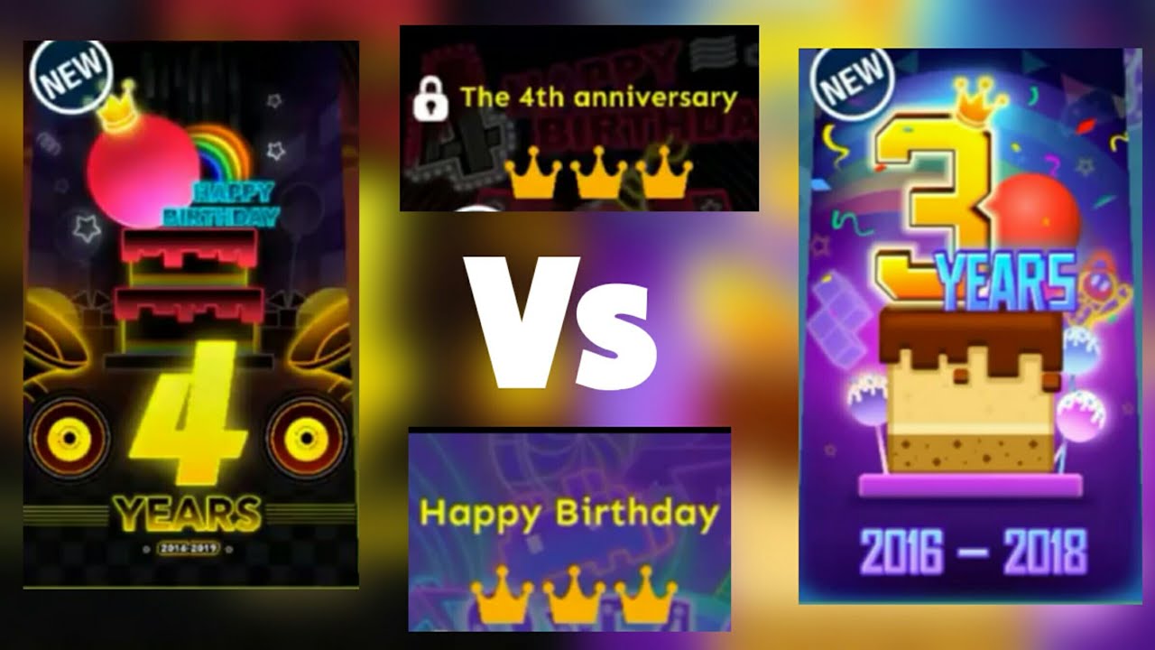 Rolling Sky | Level 44 VS Level 31 | The 4th Anniversary VS Happy Birthday | All Gems And Crowns