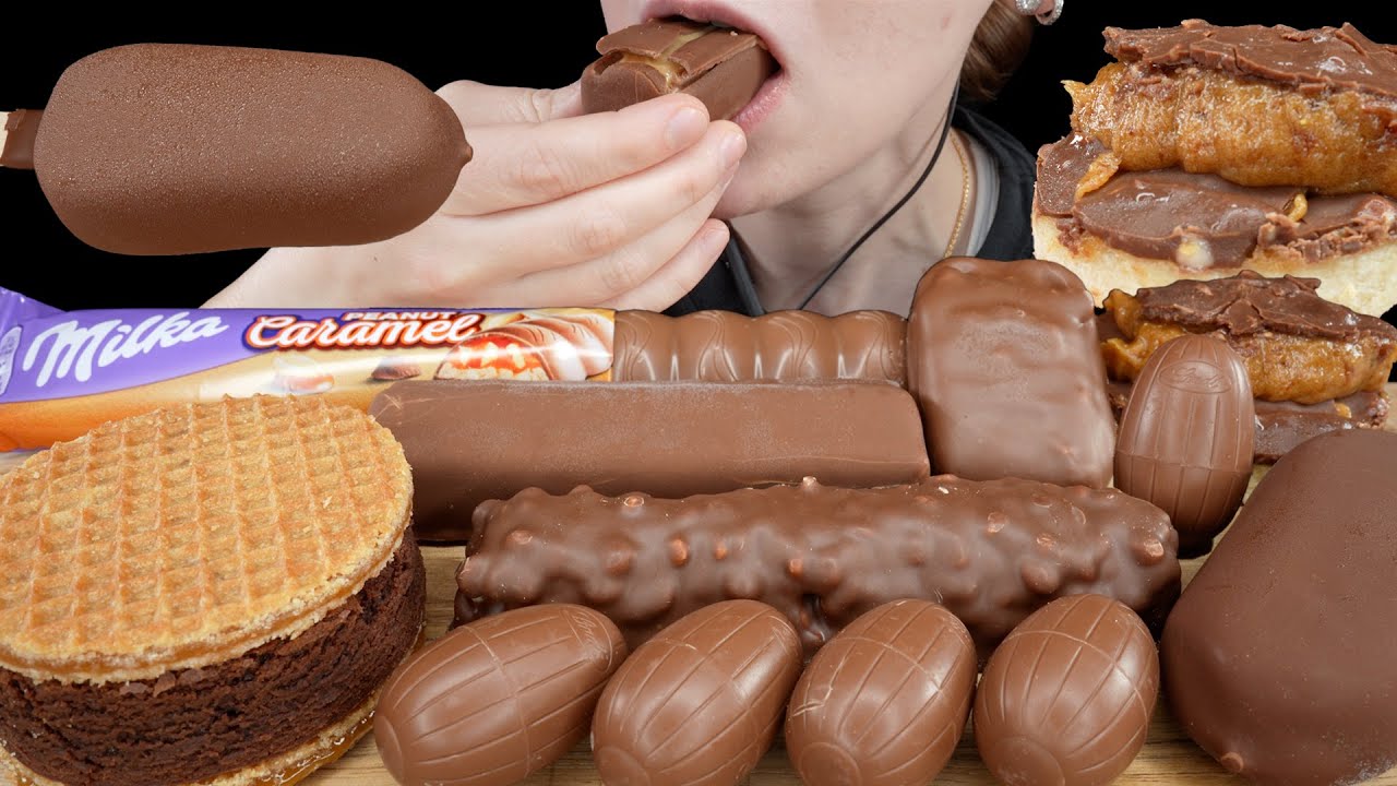 ASMR Chocolate Caramel Desserts *Milka, Lion Bar, Milky Way, Magnum Ice Cream, Lindt Cones, Take 5
