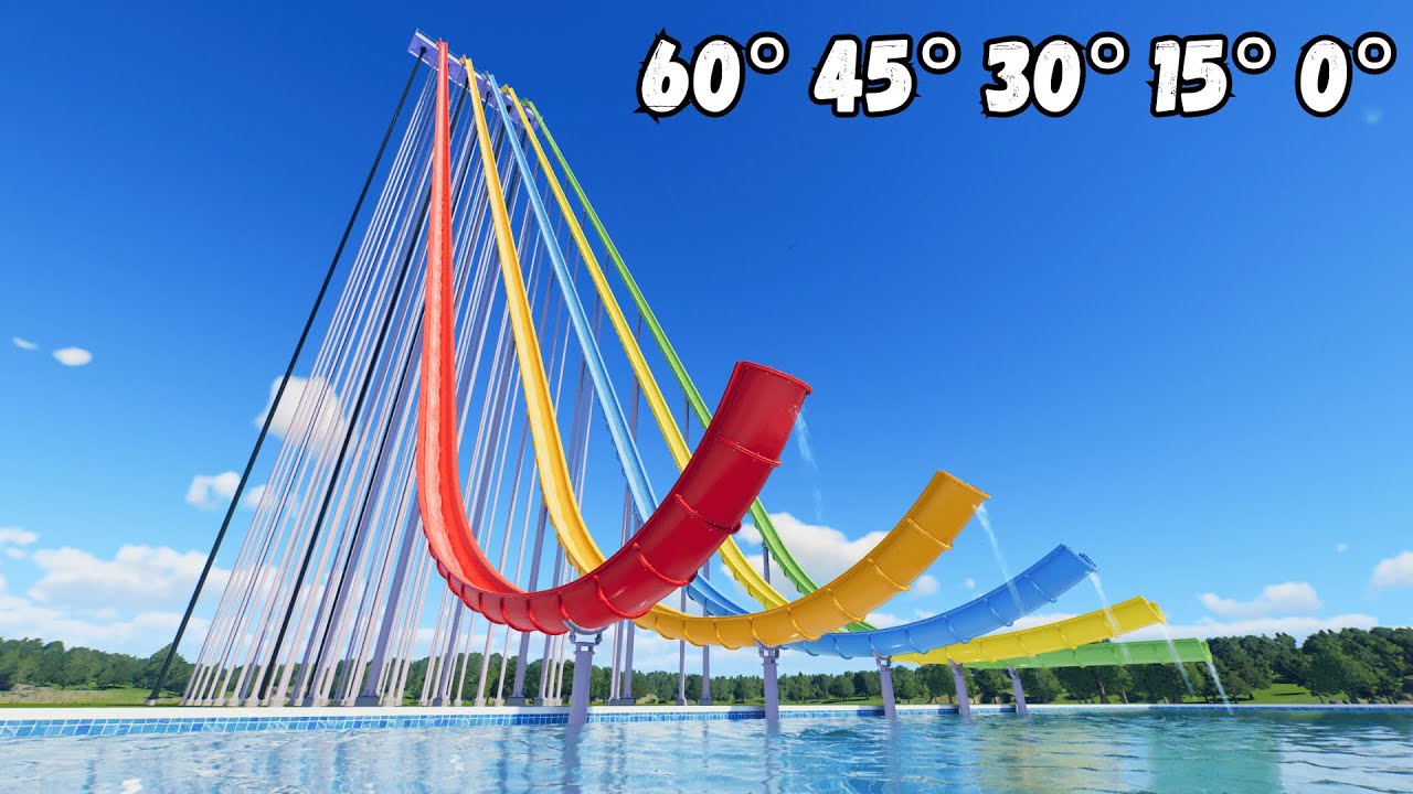 0&deg; vs 60&deg; Water Slide Jump Challenge &ndash; Planet Coaster 2