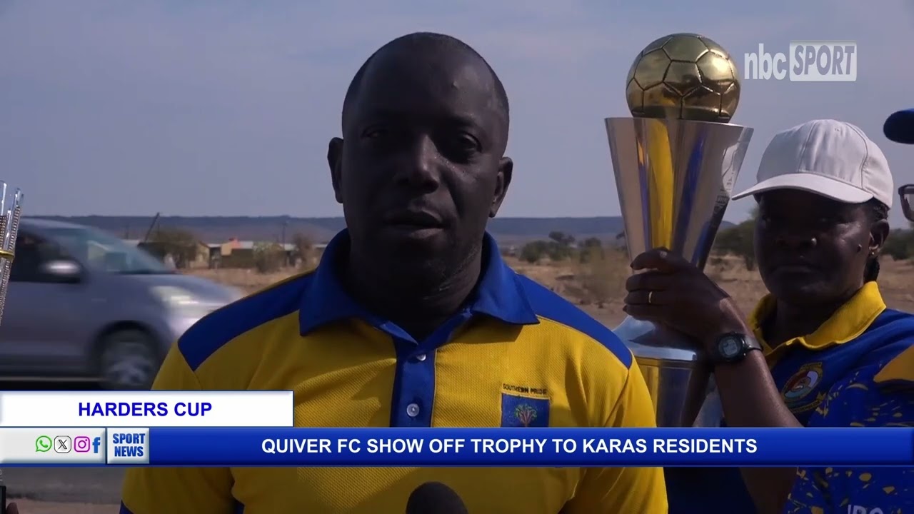 Quiver FC show off 2024 Harders trophy to Kharas Residents