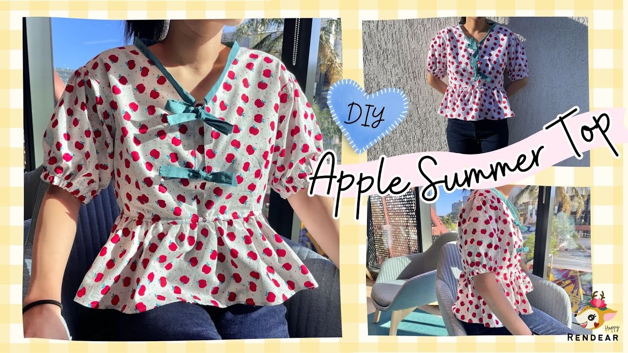 DIY Sewing summer top with bow ties knots | Sewing Ep.2 | HappyRendear