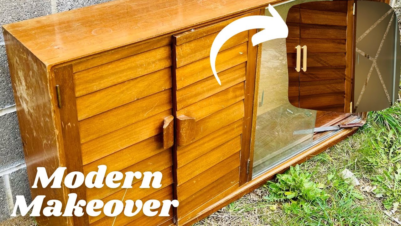 FREE  retro bookcase gets a MCM makeover with a modern vibe. I try frosting glass