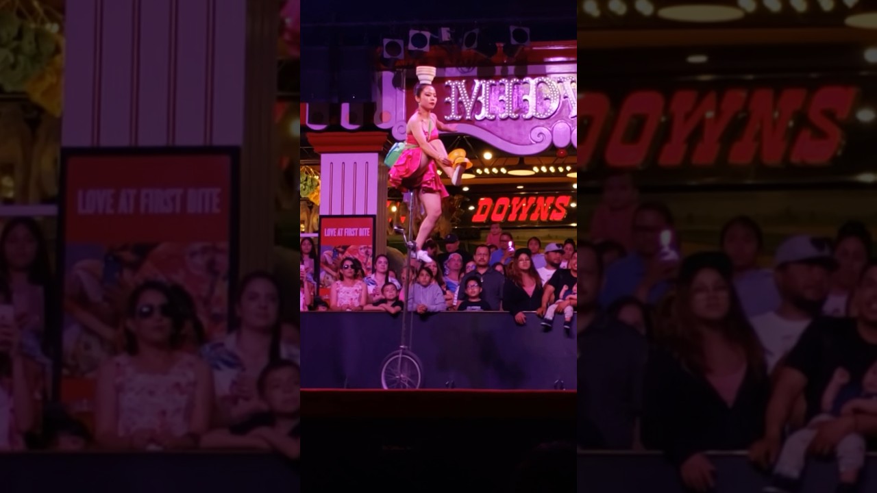 Las Vegas Circus Circus Act | Watch to See if Her Unicycle & Bowl Trick Will Be Successful pt. 1