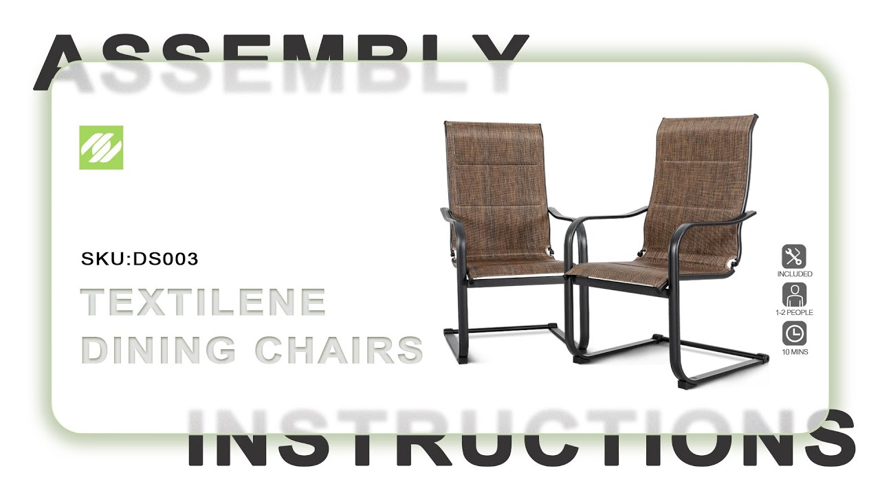 Nuu Garden&reg; DS003 Outdoor C-Spring Textilene Dining Chairs | ASSEMBLY INSTRUCTIONS