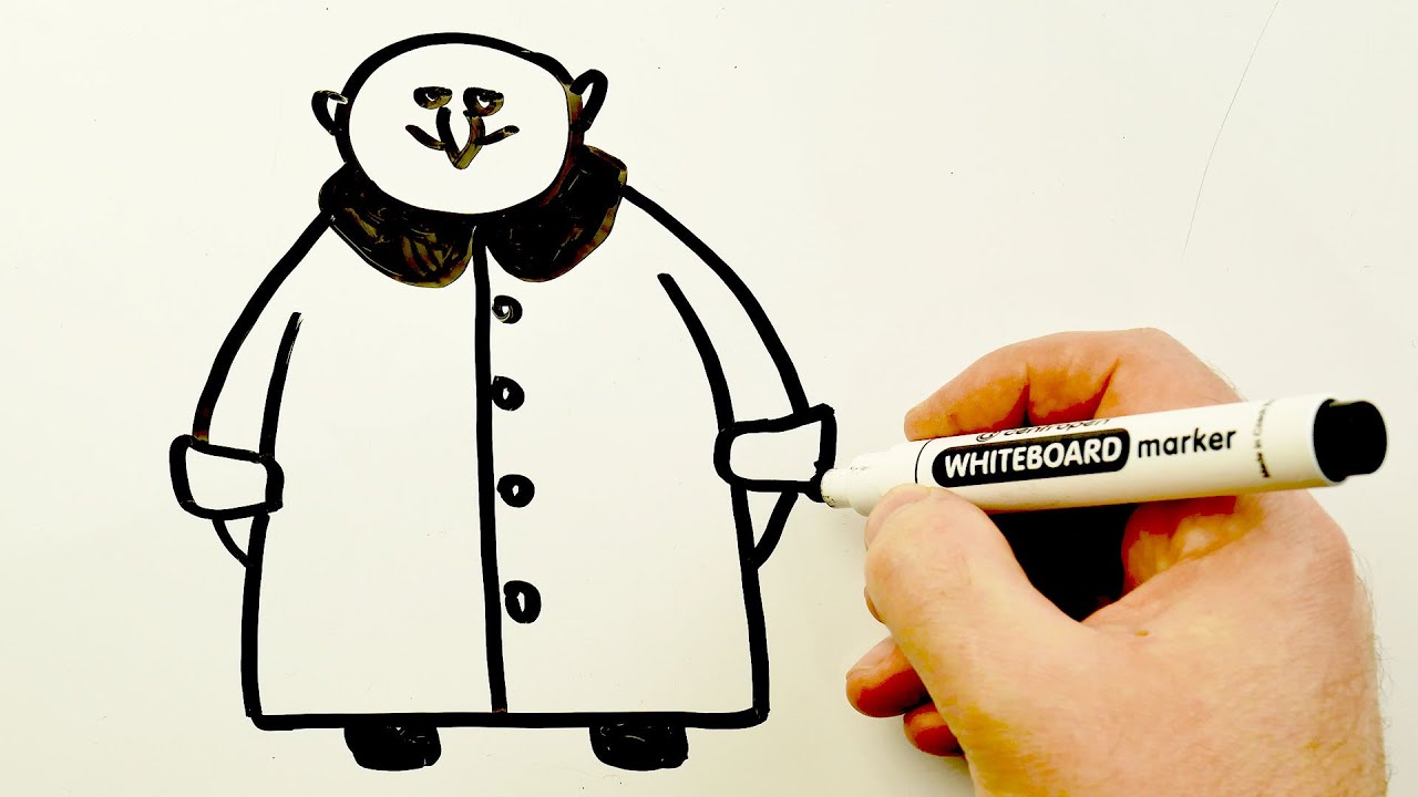 How to Draw Uncle Fester from The Addams Family Easy | Drawing on a Whiteboard