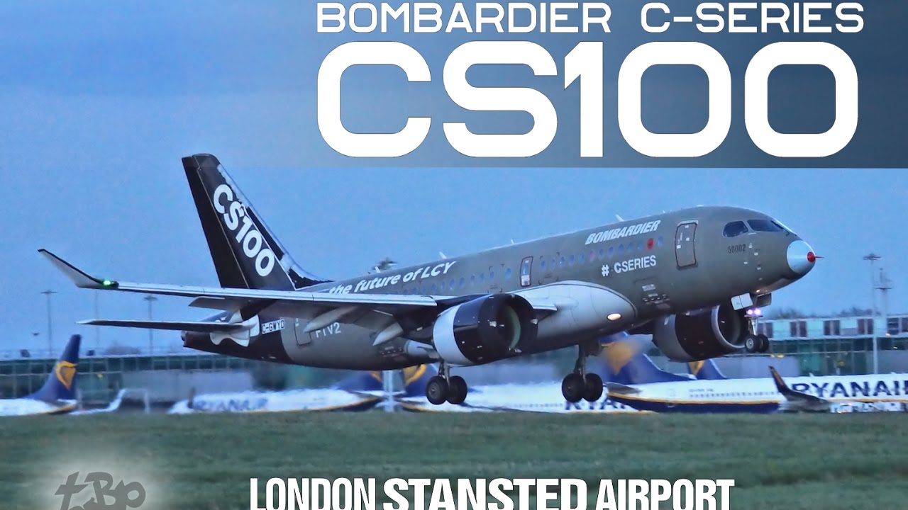 CS100 Bombardier C-Series FIRST Landing at London Stansted Airport Aviation Video Planes at Stansted