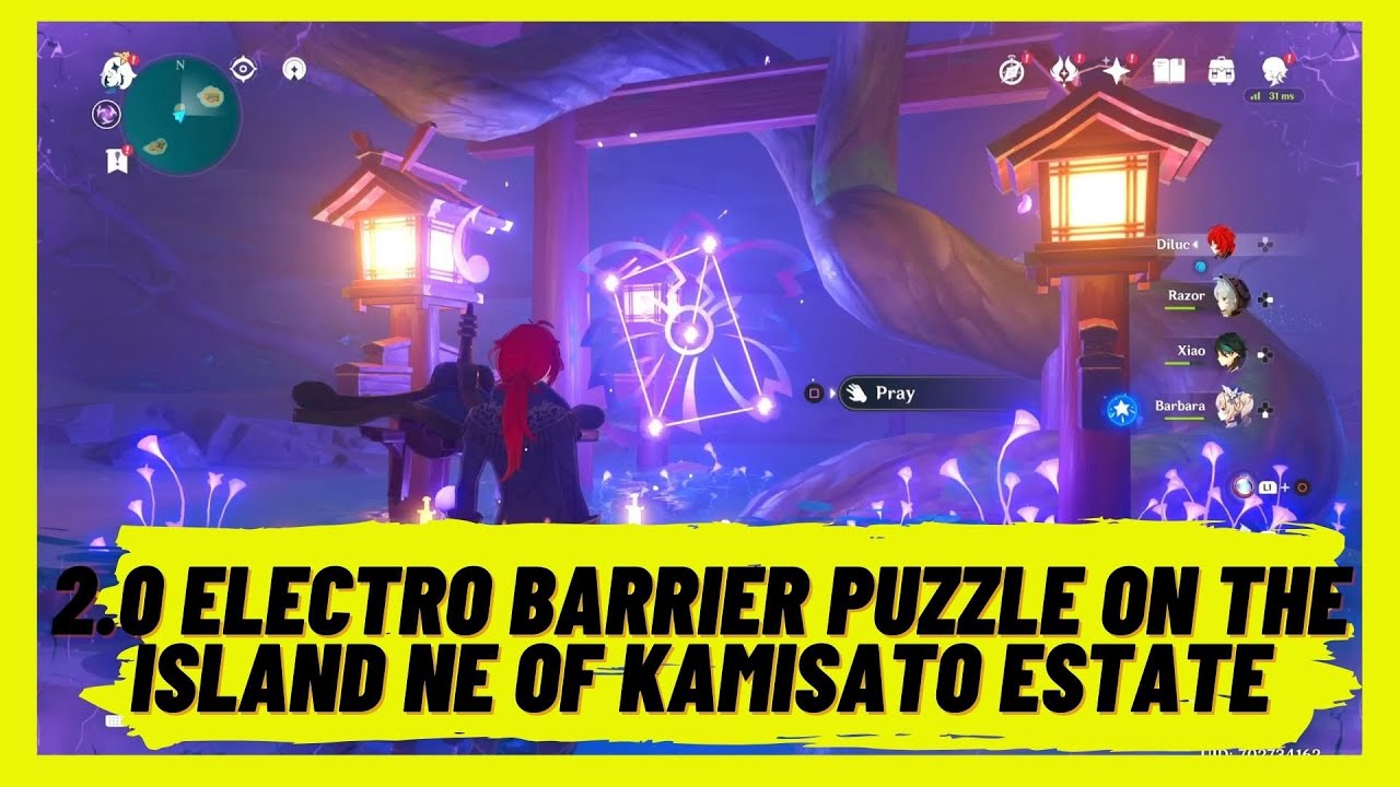 Genshin Impact 2.0 - The Electro Barrier (Cleansing) Puzzle on the Island NE of Kamisato Estate