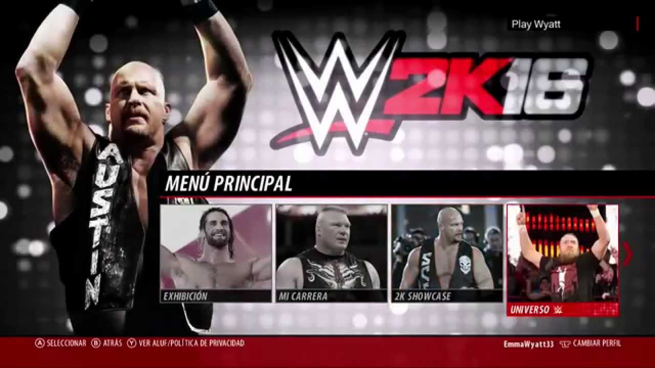 WWE2K16: Menus, tipos de Combates y modos de juegos.
