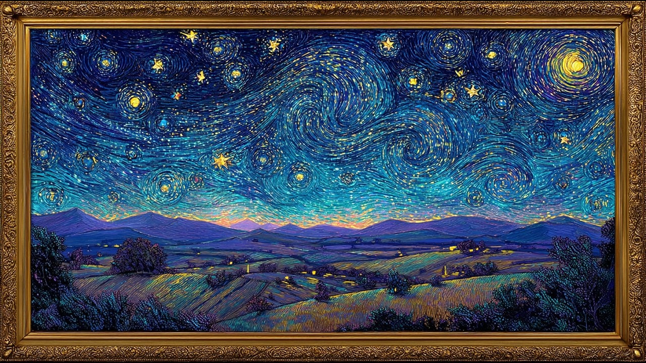 Starry Night Sky | Turn Your TV Into Art | Vintage Oil Painting Screensaver | TV Framed Art | 3 Hrs