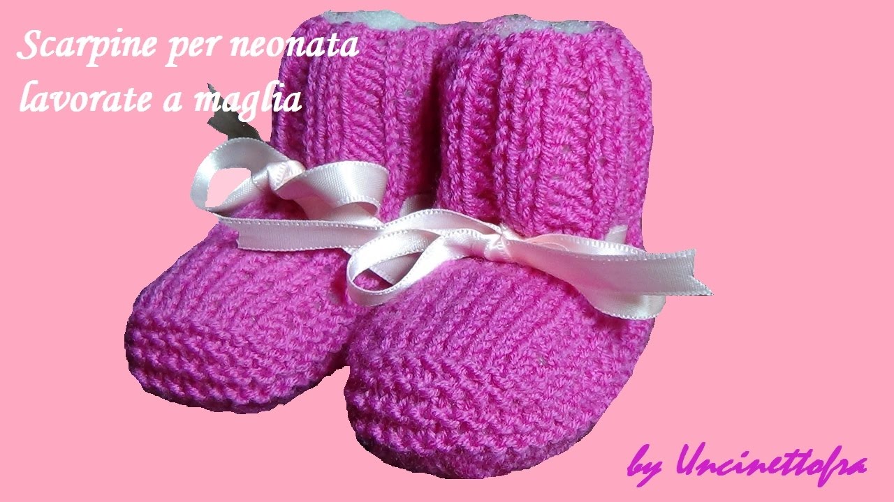 Scarpine per neonata lavorate a maglia (knitting baby booties)