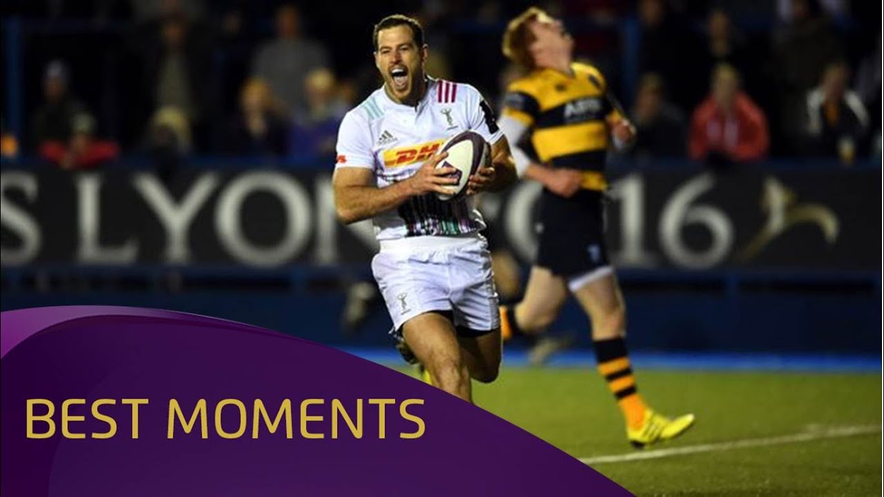 Quins&rsquo; Tim Visser picks off an interception - Challenge Cup
