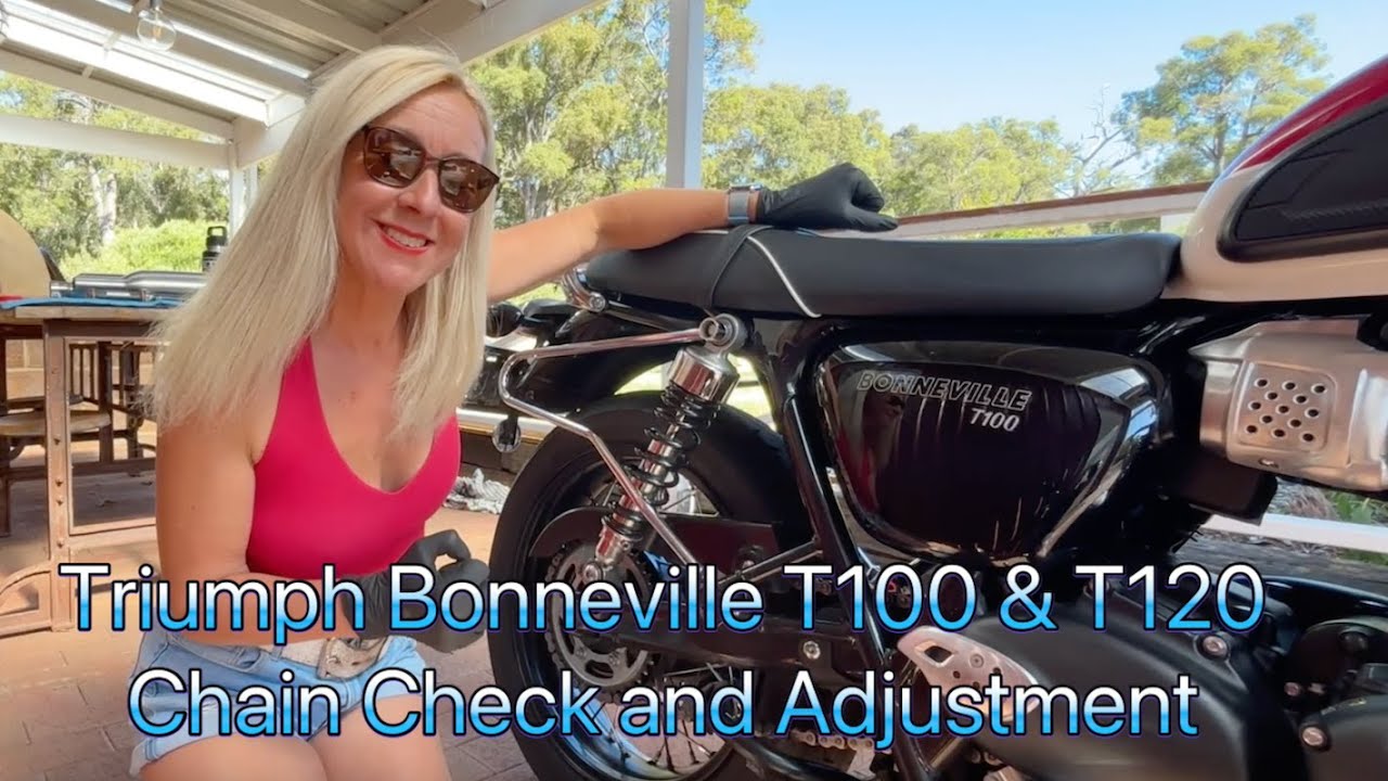 Как легко проверить и отрегулировать натяжение и выравнивание цепи на Triumph Bonneville T100, T1...