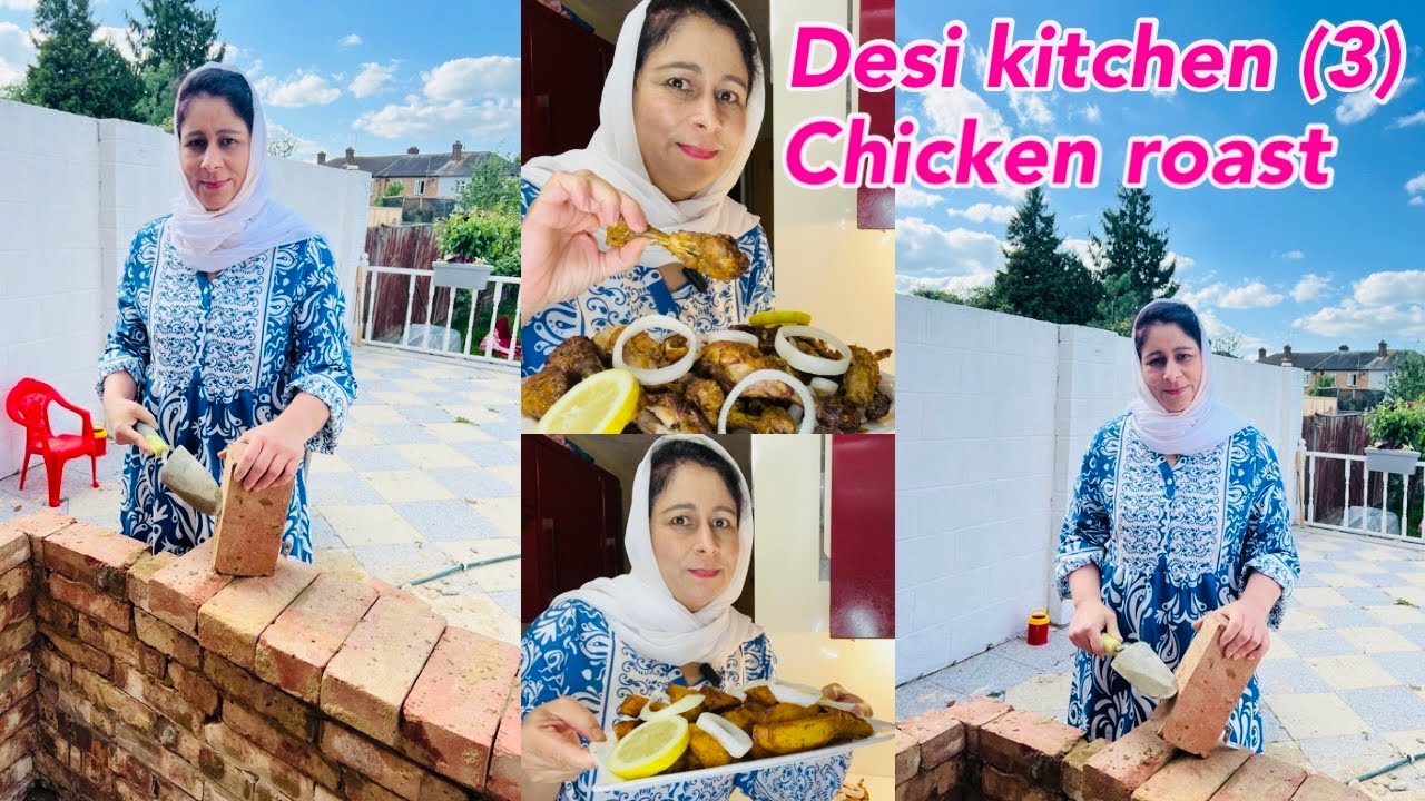 Desi Kitchen In UK Part (3) || Chicken Roast Recipe || We Are Making a Kitchen In The Garden,