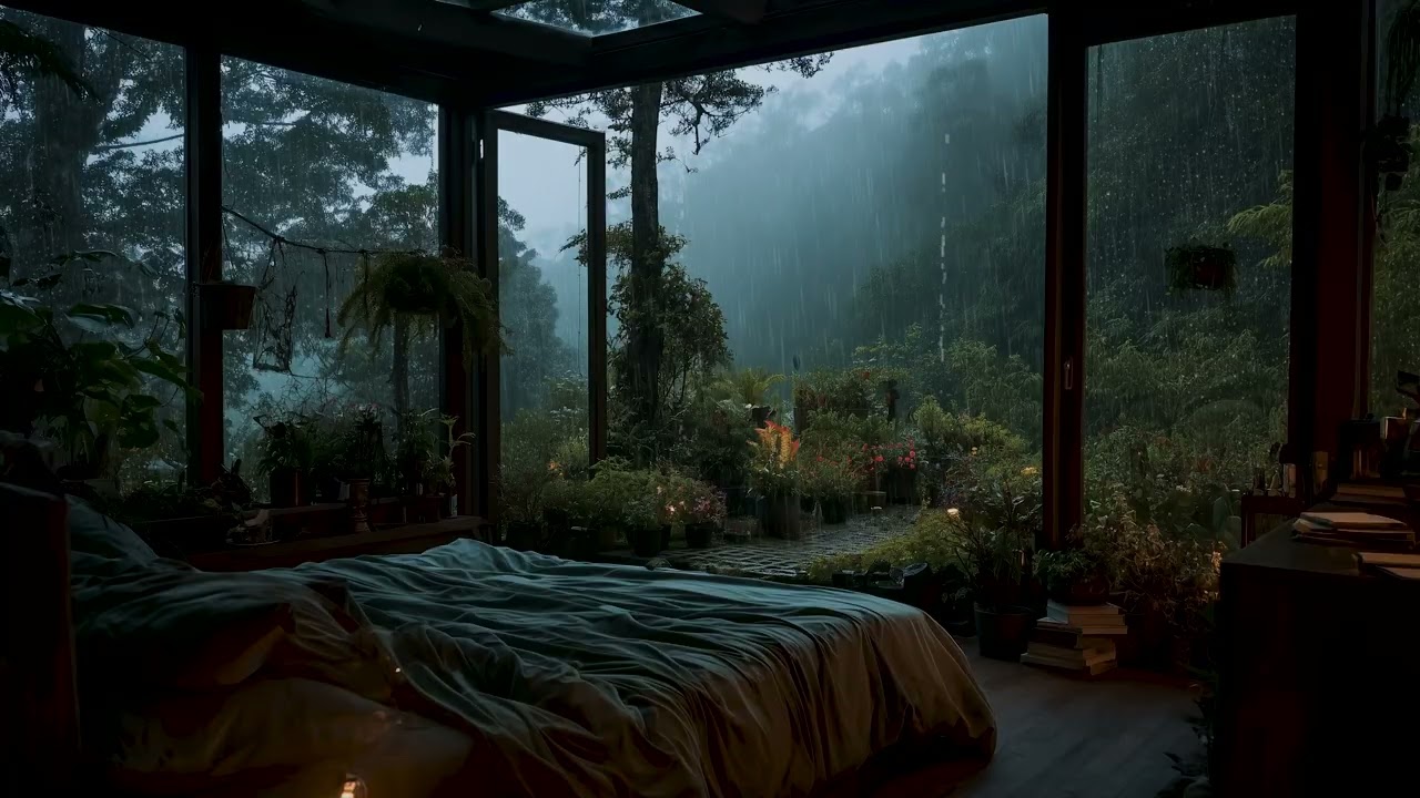 Calming Forest Rain for Sleep 🌧 Peaceful Cozy Cabin Ambience for Deep Relaxation