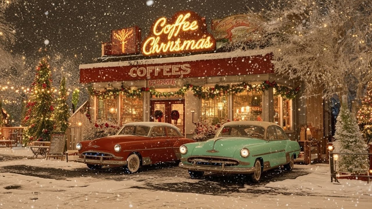 Cozy Winter Cafe with Fireplace and Calm Jazz Music