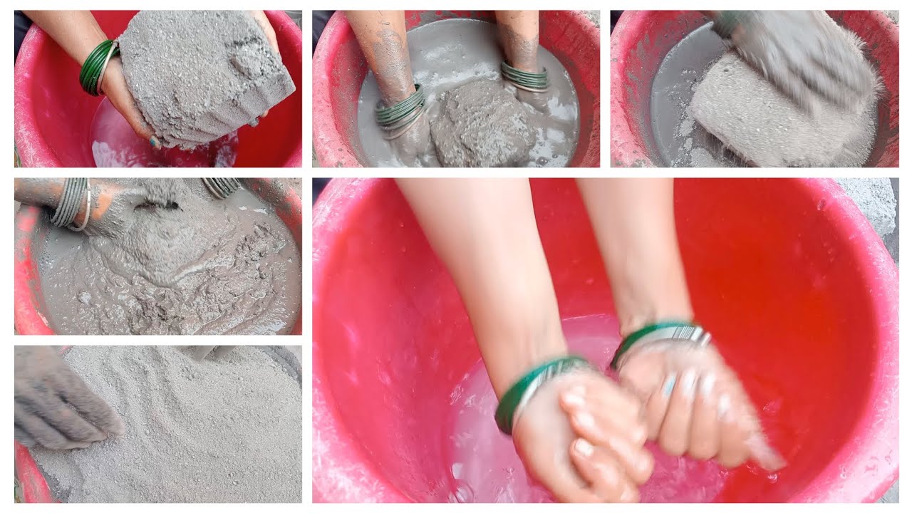 Bucket 🪣 water crumbling sand cement soft dusty #satisfying #yummy #asmr #video