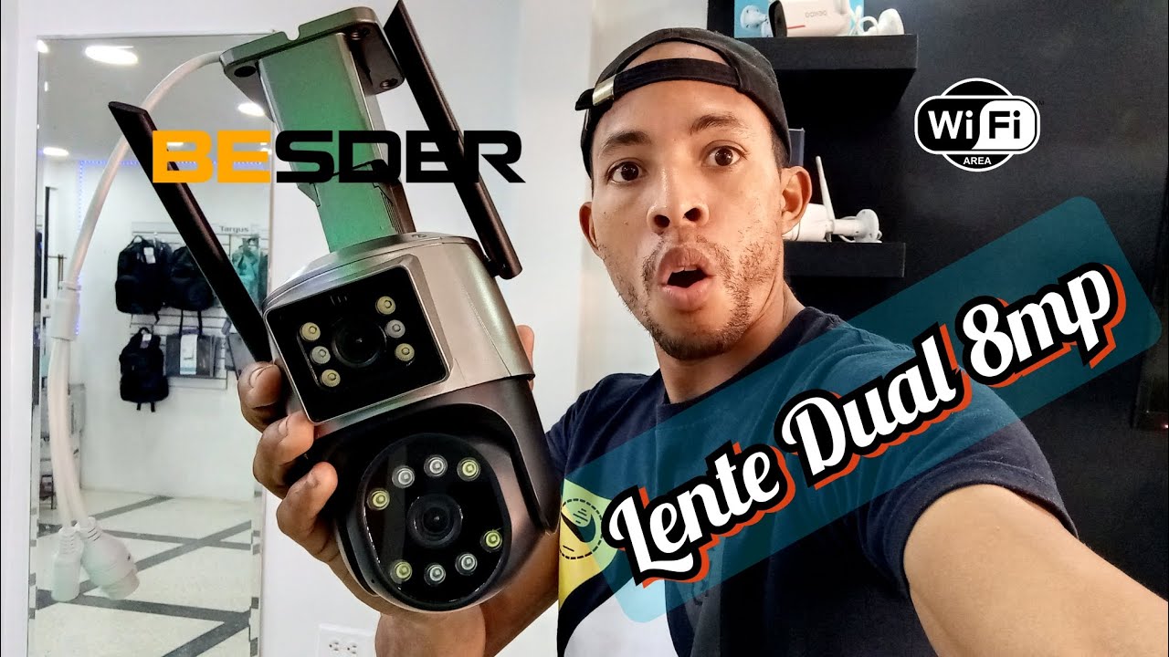 2 CAMARAS EN 1 Camara Wifi Dual Lente Besder P8Q 8mp Icsee 2024