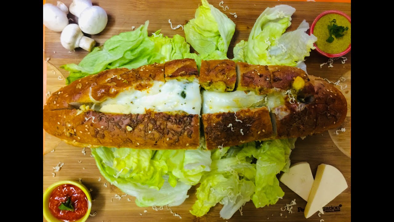 STUFFED BAGUETTE 🥖  | The Grovers Kitchen , Cheese Stuffed Baguette Recipes , Baguette Boat ,
