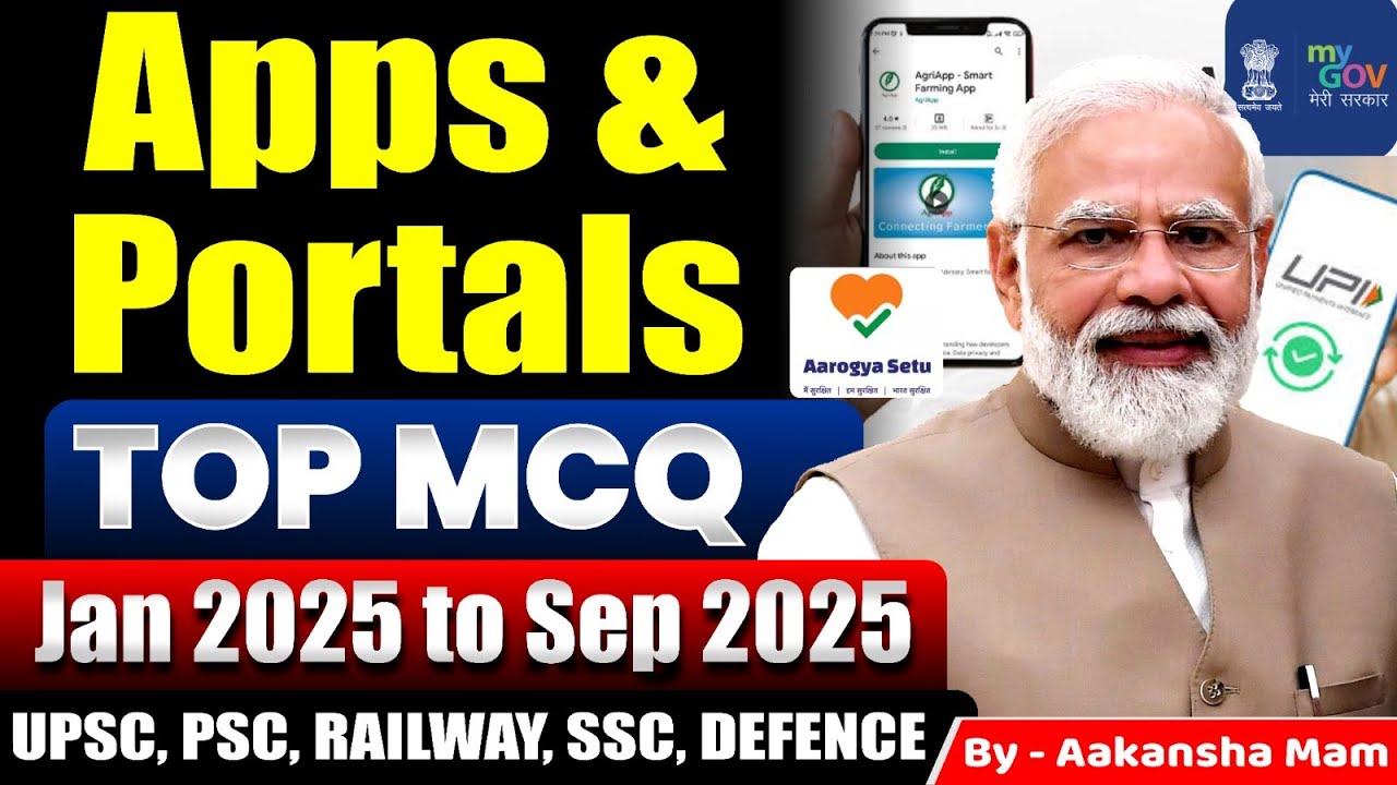 🎯 Apps & Portals 2025 Current Affairs | Most Expected MCQs for Govt Exams | Current Affairs 2025