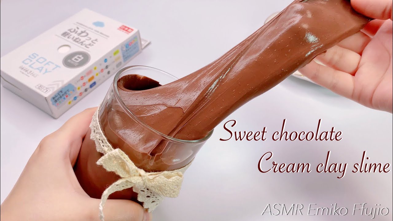 【ASMR】🍦ツヤツヤチョコレートスライム＆紙粘土🍫【音フェチ】초콜릿 크림 점토 슬라임 Sweet chocolate cream clay slime