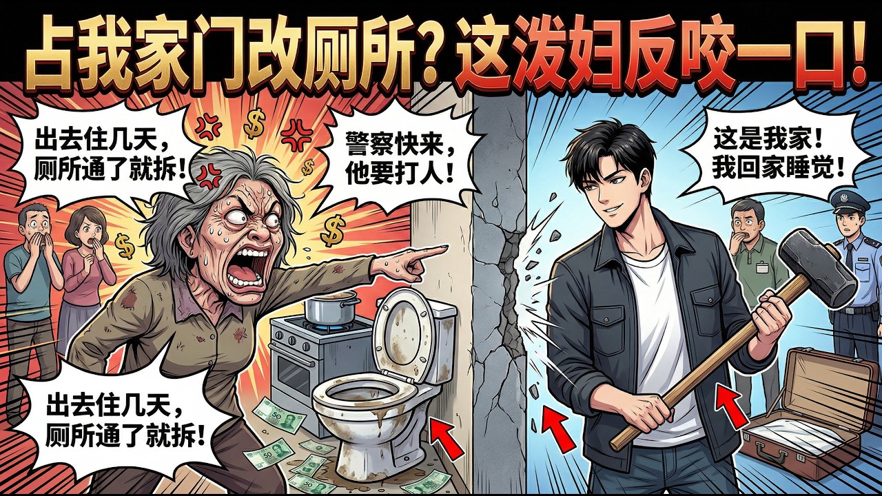 📢【漫剧爽文】出差半年，鄰居拆了我的門改成廚房！物業踢皮球，李大媽甩50塊打發我。我沒說話，從行李箱掏出錘子...#爽文#漫剧 #职场爽剧#一口气看完 #爽漫劇場