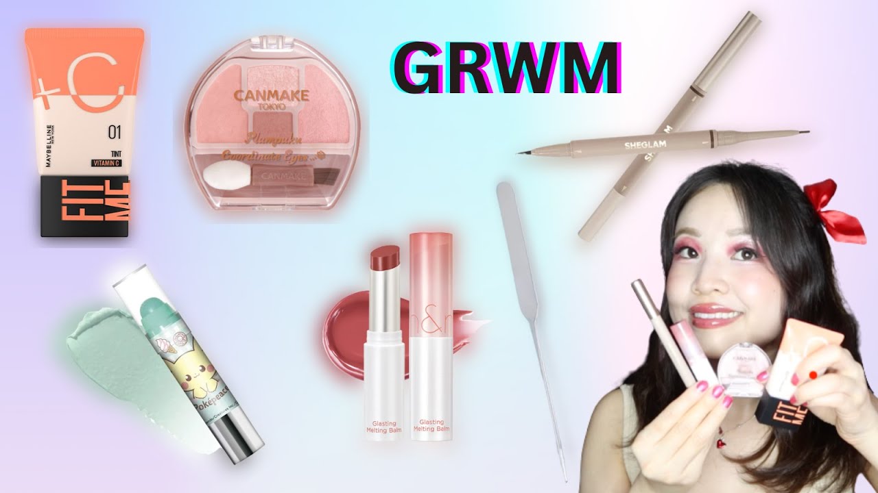 New Makeup GRWM (Canmake Plumpuku Coordinate Eyes, Maybelline Fit Me Tint, Revlon Pikachu, Romand..)