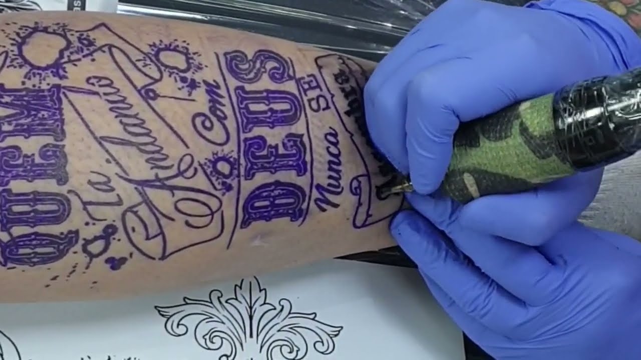 Lettering tattoo time lapse