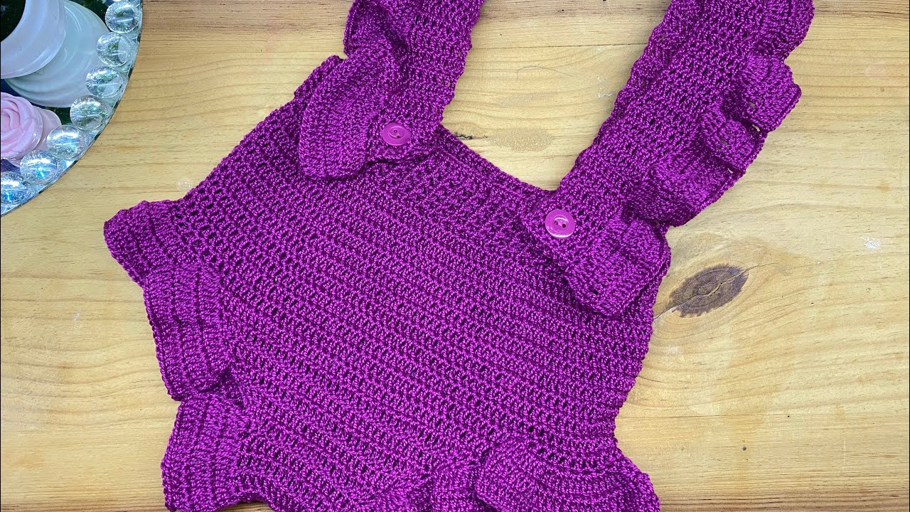 💖 🌸 Teje a crochet cubre pañal con olanes y tirantes 🌸💖