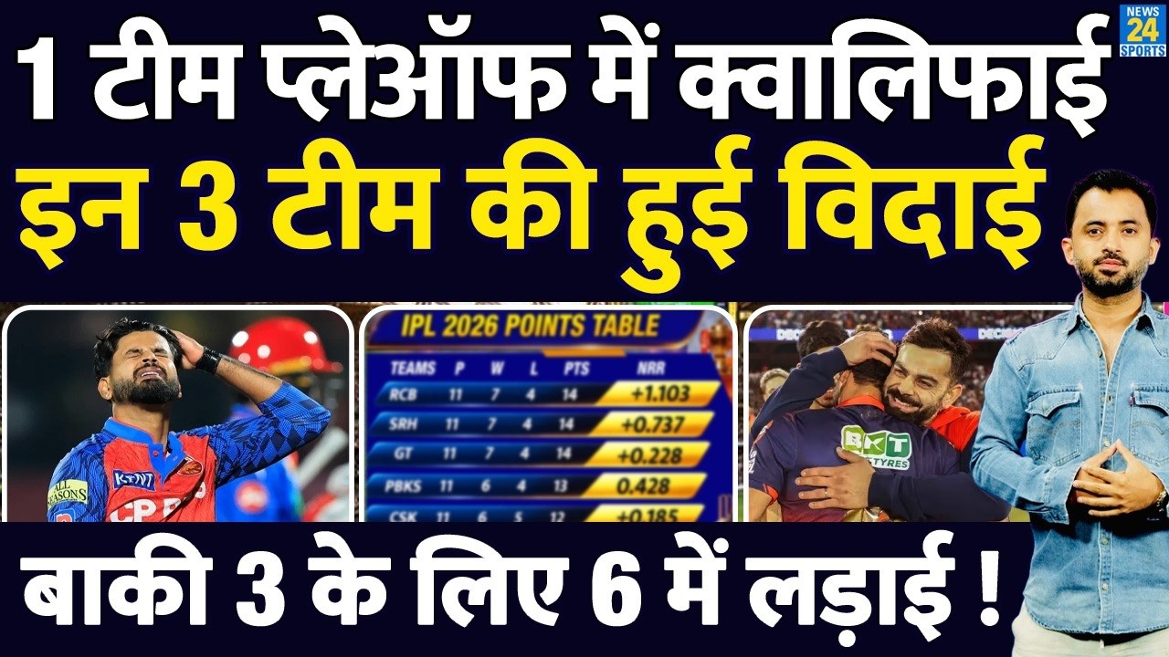 IPL Playoff Scenario : 1 Team Qualify, 6 में जोरदार लड़ाई | Table | RCB | PBKS | DC | MI | SRH | CSK