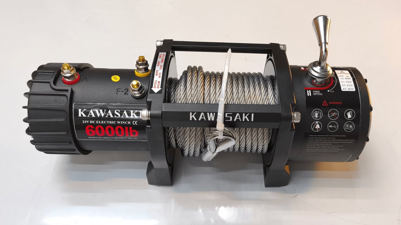 Tời điện cứu hộ 12V 6000lbs kéo ngang 2.5 tấn kèm bánh xe trợ lực