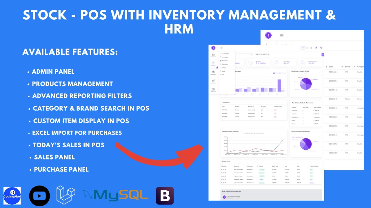 Stock - POS with Inventory Management & HRM in PHP - Source Code