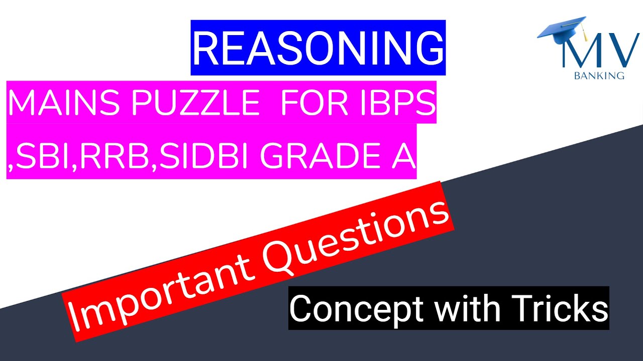 MAINS Puzzle for SIDBI GRADE A , SBI, RRB, IBPS exam 2022 #sidbi