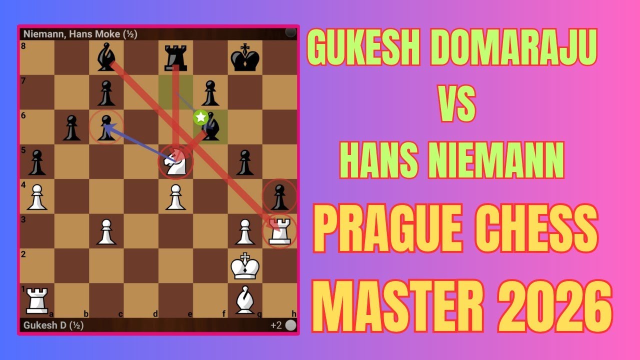 GUKESH DOMARAJU VS HANS NIEMANN | PRAGUE MASTER 2026 #chess #Prague master2026