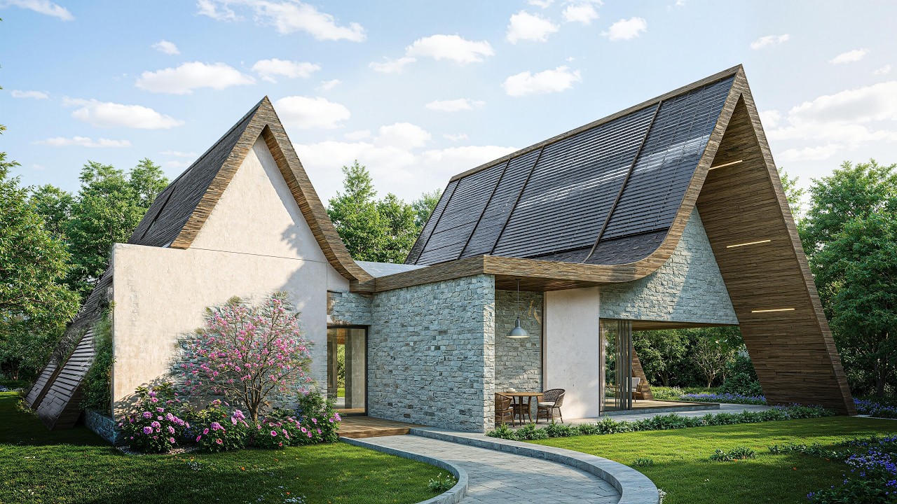 Amazing Hidden Courtyard A Frame House Tour ! Bringing Nature to The House !