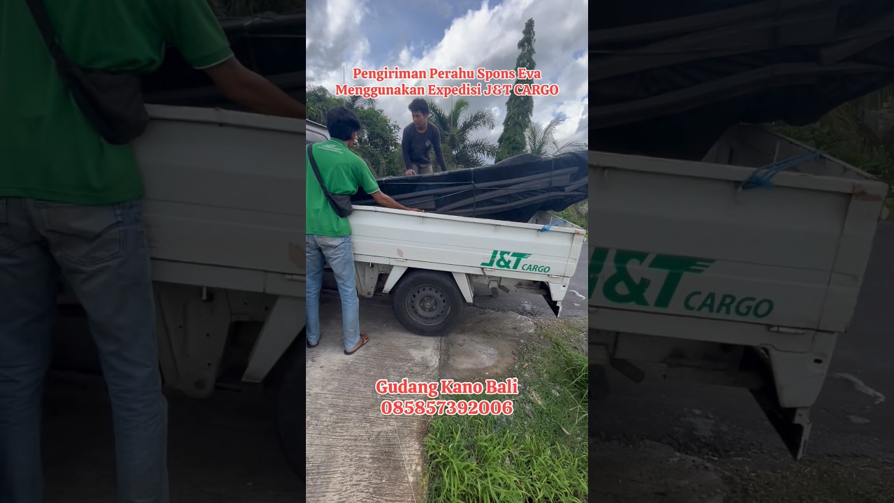 Pengiriman perahu spons eva menggunakan expedisi jnt cargo 