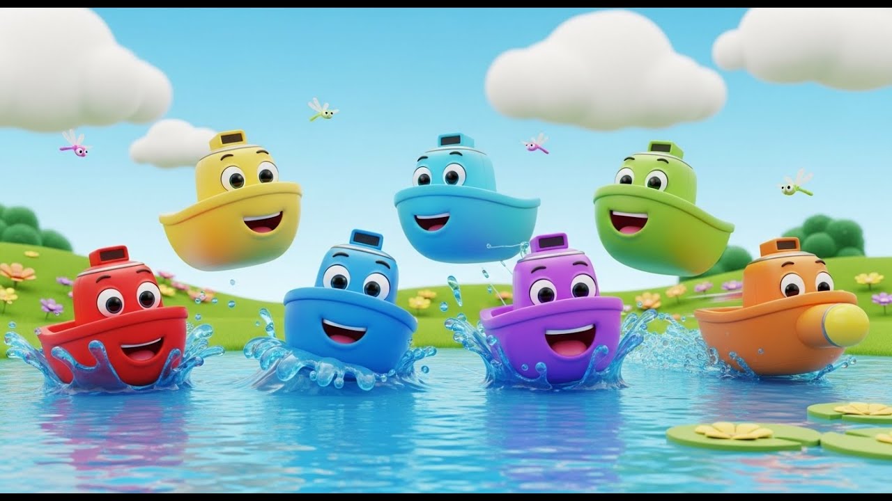 Seis Pequeños Barcos de Juguete Splash Splash | Canciones Infantiles y Rimas para Niños