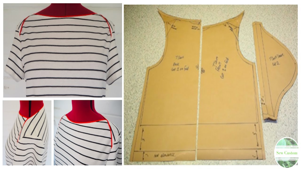 The Patterning of my Basic T-Shirt with cross over shoulder detail
