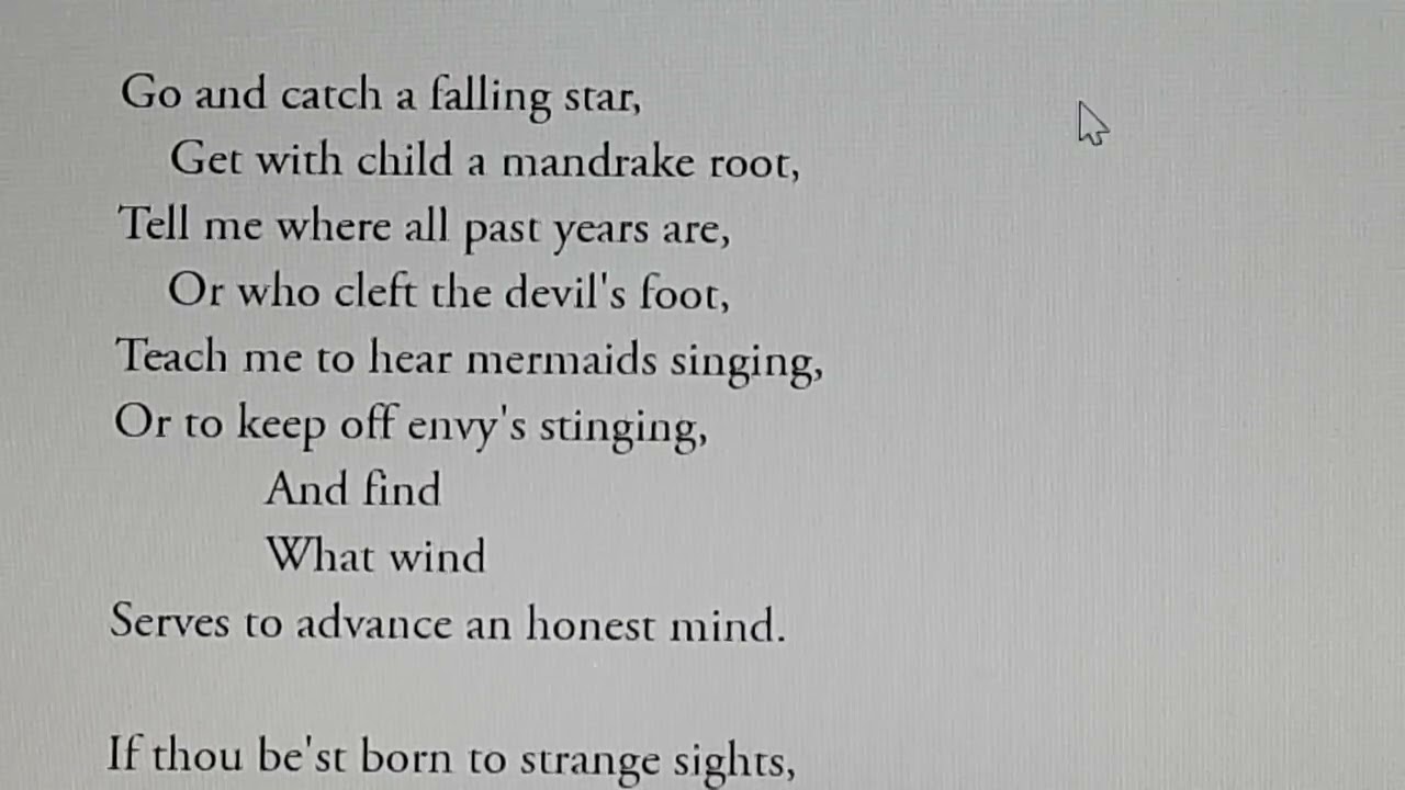 'Go and Catch a Falling Star' by John Donne fully explained in Hindi with critical appreciation