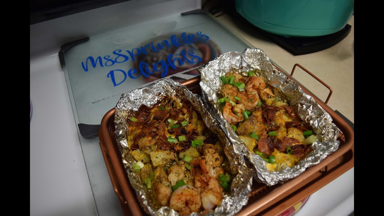 MsSprinkles Delights Ep:15 Airfryer Garlic Chicken/Shrimp & Cheesy Potato Bacon Foil Packet