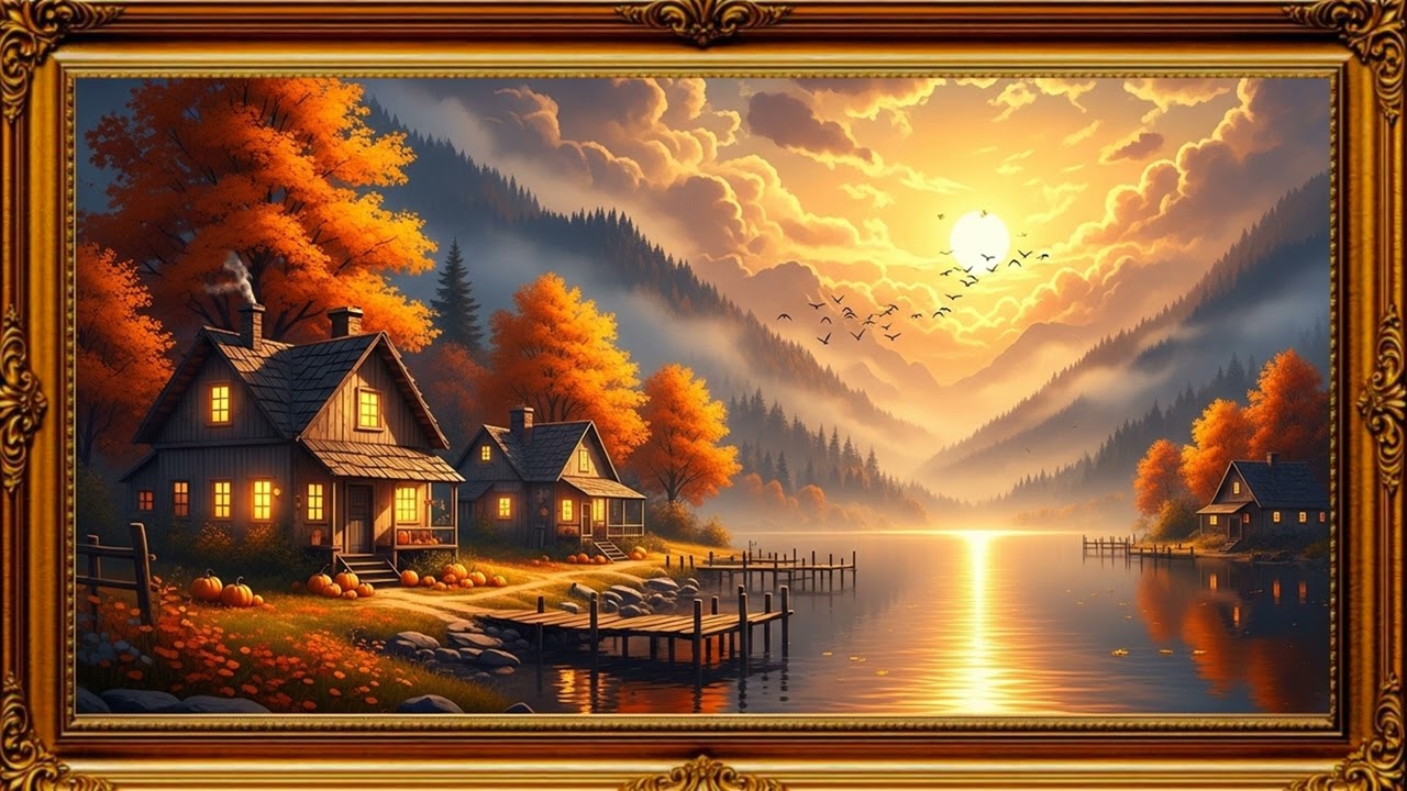 The beautiful autumn has 4 pictures./ TV LUXURY Art / Elegant TV Wallpaper Inspiration.