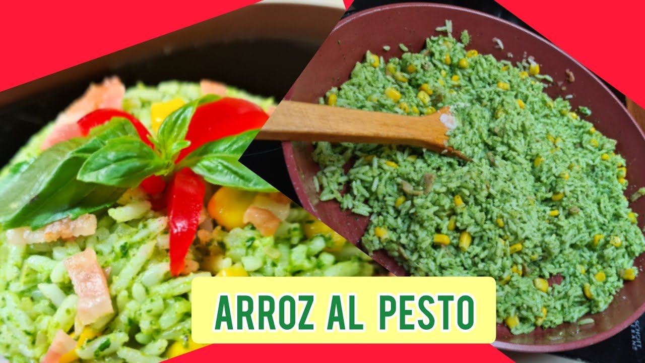 Arroz al pesto, arroz verde   / arroz para fiesta /guarnición  / arroz con albahaca