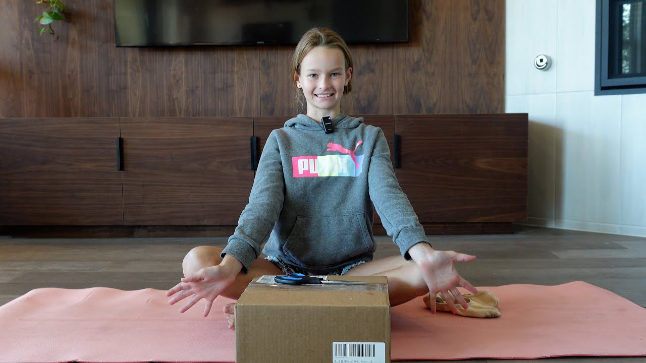 Trying on new ballet shoes and leotard!