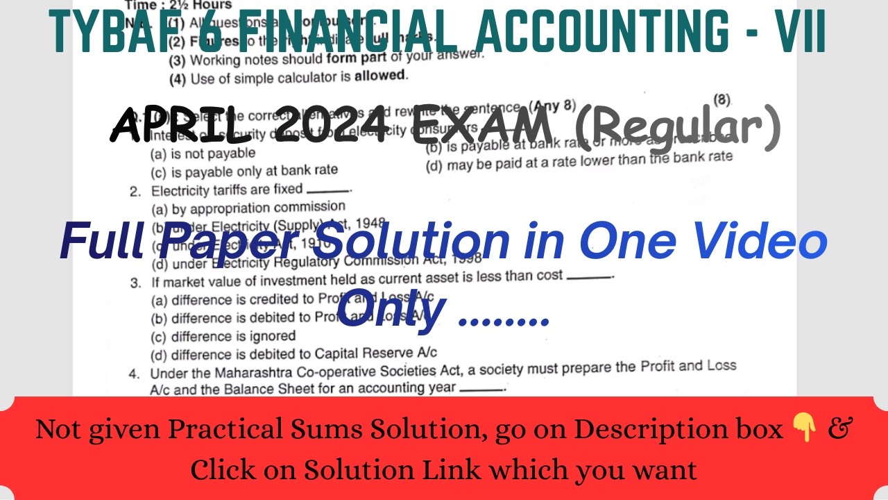 TYBAF 6 Financial Accounting - VII April 2024 Full Paper Solution