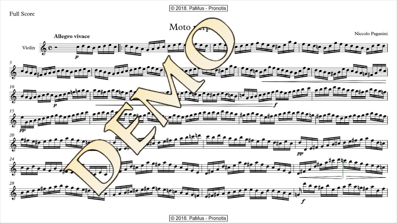 Niccolo Paganini: Moto perpetuo for Violin and piano