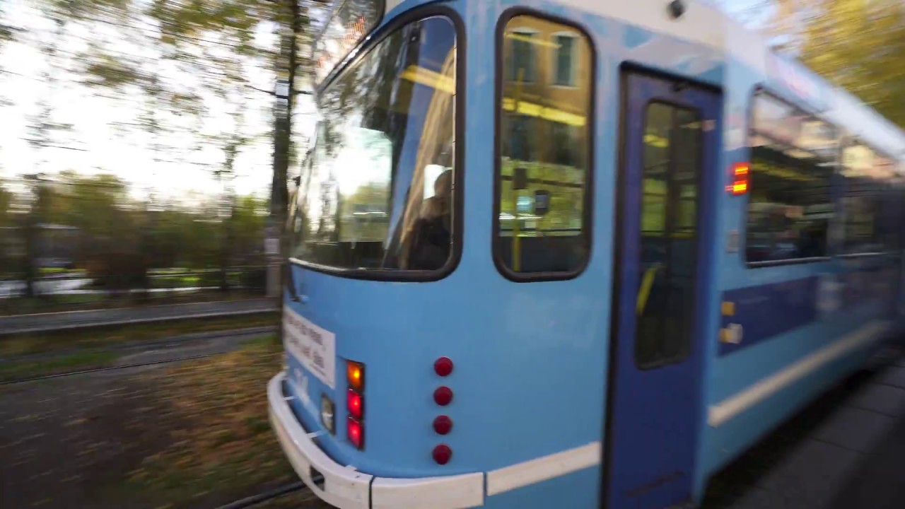 Norway, Oslo, ride with tram No 13 from Birkelunden to Schous plass