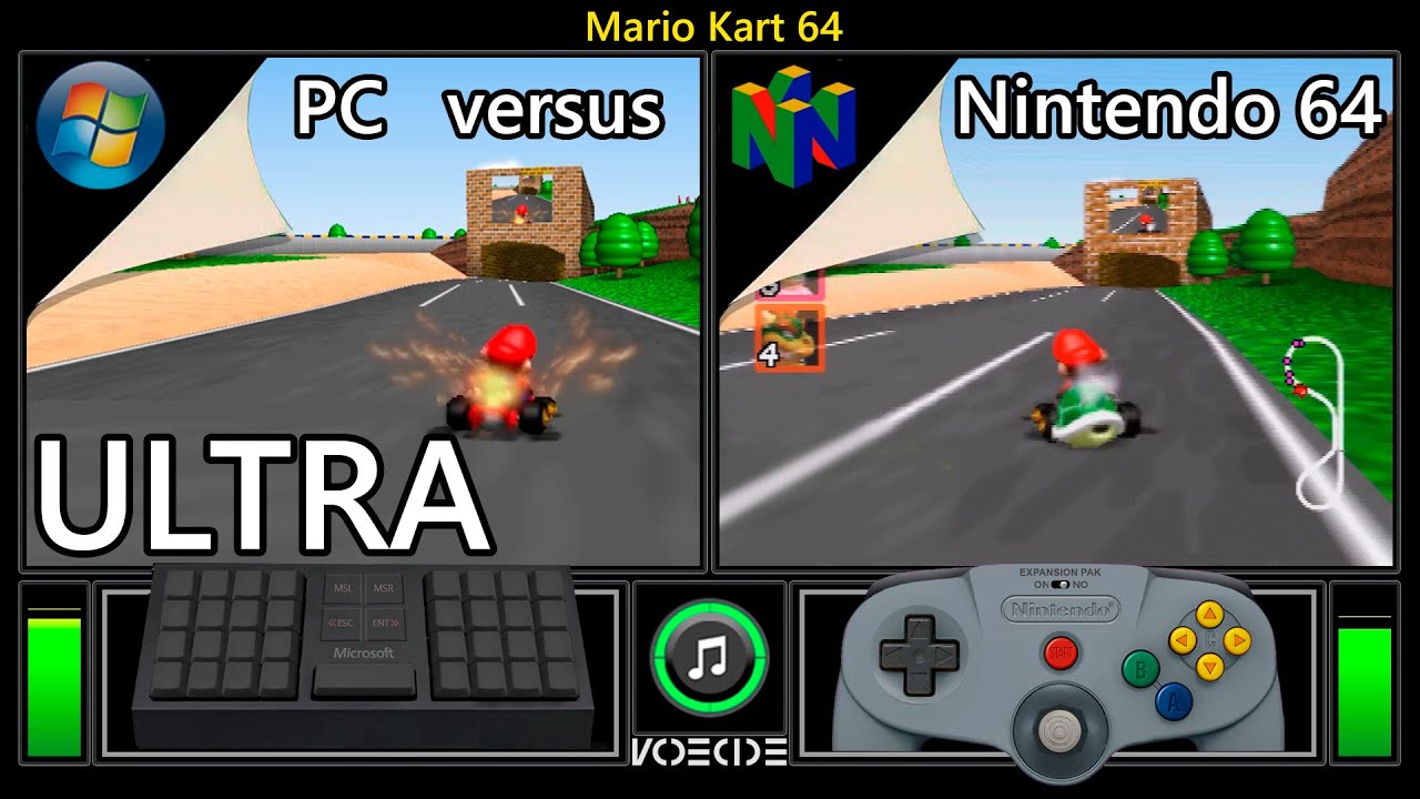 Ultra Mario Kart 64 (PC vs Nintendo 64) Real Hardware Comparison