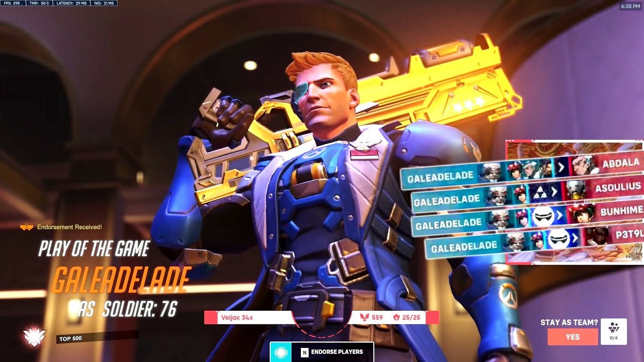 WHAT 3000+ HOURS OF SOLDIER 76 LOOKS LIKE - GALE! POTG [ OVERWATCH 2 TOP 500 ]